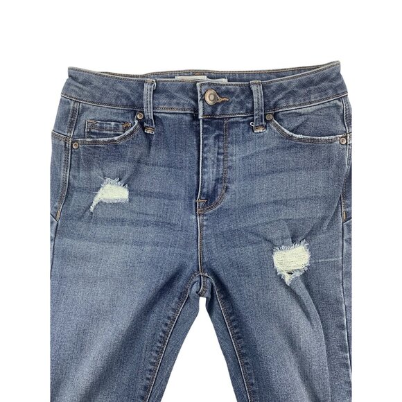 No Boundaries Juniors Distressed Skinny Jeans Medium Wash Denim Casual Size 5 - Picture 5 of 13